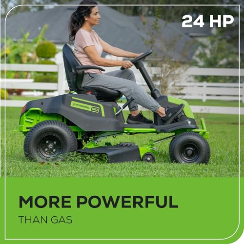 Greenworks 60V 42” Cordless Electric CrossoverT Riding Mower, (4) 8.0Ah Batteries and (2) Dual Port Turbo Chargers