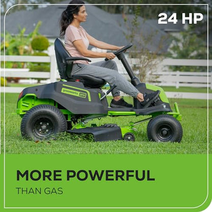 Greenworks 60V 42” Cordless Electric CrossoverT Riding Mower, (4) 8.0Ah Batteries and (2) Dual Port Turbo Chargers