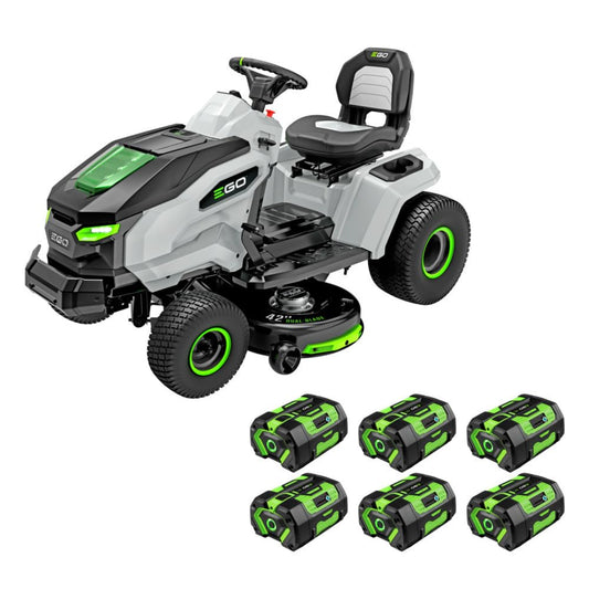EGO POWER+ Electric Riding Lawn Mower, 42" Deck Cordless Tractor, Includes (6) 56V 6.0Ah Batteries and Charger - TR4204