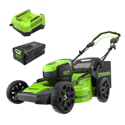 Greenworks 80V 21" Brushless Cordless (Self-Propelled) Lawn Mower (75+ Compatible Tools), 4.0Ah Battery and 60 Minute Rapid Charger Included