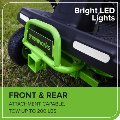 Greenworks 60V 30" Tractor+Rear Bagger+Bagging Blades,(4) 8.0Ah+(1) 20.0Ah Batteries+Wall Charger