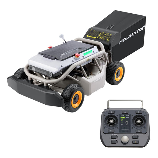 Mowrator Remote Control Lawn Mower S1 4WD 56V18Ah, Multi-Functions RC Lawn Mower with 1.5-4.3 Inch Cutting Height 21 Inch Real Blade for 75% Slope(37°) with Mowing 1.12 Acres