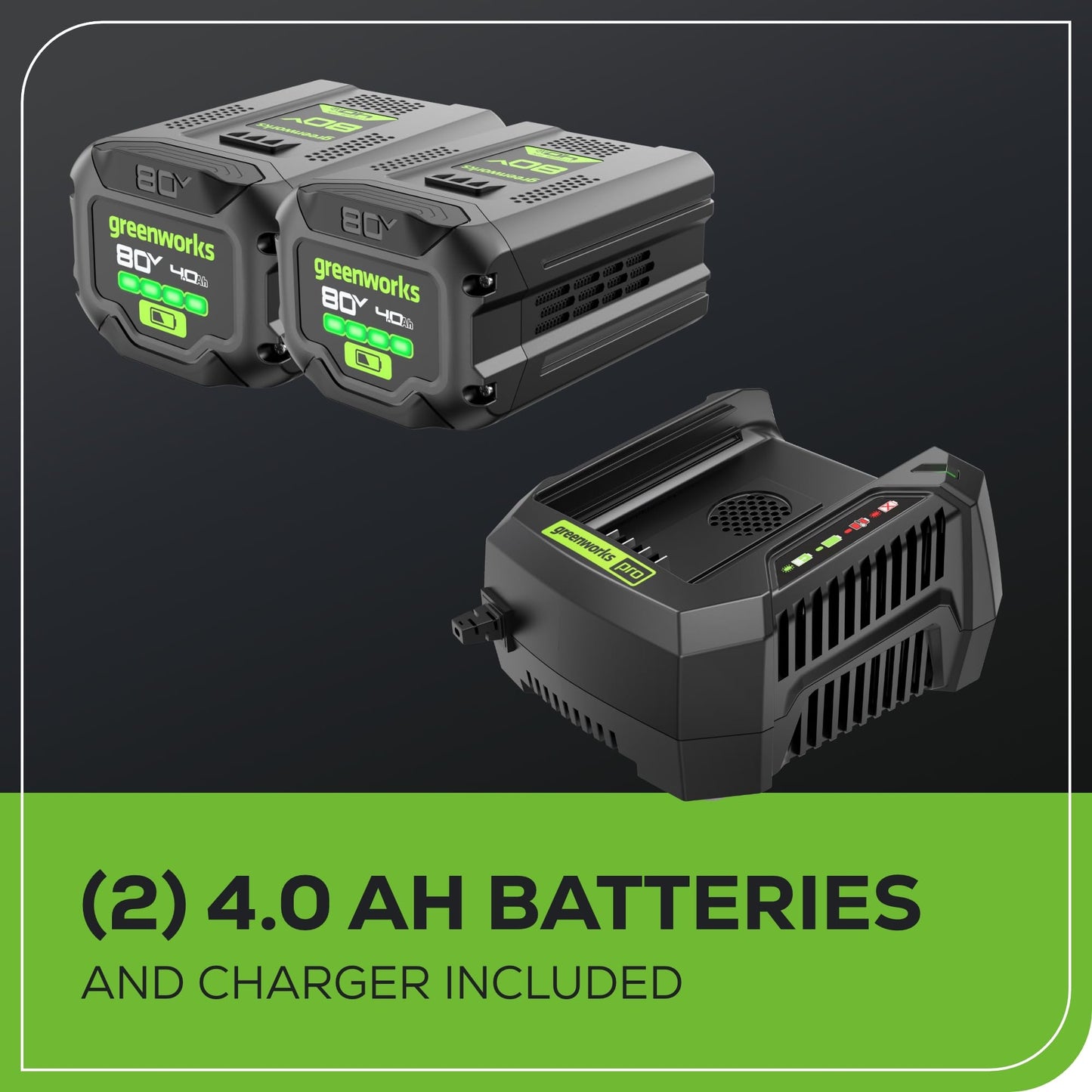 Greenworks 80V 21" Brushless Cordless (Self-Propelled) Lawn Mower (LED Headlight + Aluminum Handles), (2) 4.0Ah Batteries and Rapid Charger Included (75+ Compatible Tools)