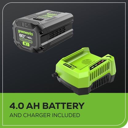 Greenworks 80V 21" Brushless Cordless (Self-Propelled) Lawn Mower (75+ Compatible Tools), 4.0Ah Battery and 60 Minute Rapid Charger Included