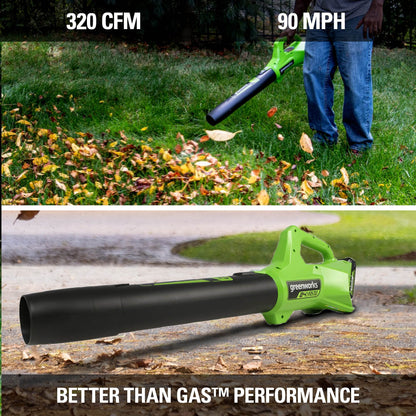 Greenworks 48V (2x24V) Electric Lawn Mower Combo Kit: 20" Steel Deck Push Mower, 12" String Trimmer, 320 CFM Blower, and 1/2”Drill & 1/4”Hex Impact Driver, 5 Batteries & 3 Chargers, 3-Year Warranty