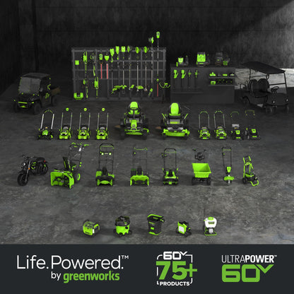 Greenworks 60V 30" Tractor+Rear Bagger+Bagging Blades,(4) 8.0Ah+(1) 20.0Ah Batteries+Wall Charger