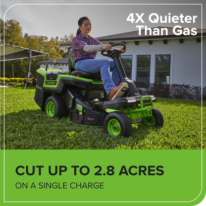 Greenworks 60V 30" Tractor+Rear Bagger+Bagging Blades,(4) 8.0Ah+(1) 20.0Ah Batteries+Wall Charger