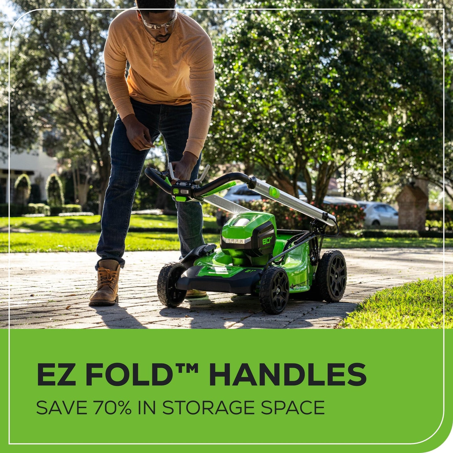 Greenworks 80V 21" Brushless Cordless (Self-Propelled) Lawn Mower (LED Headlight + Aluminum Handles), (2) 4.0Ah Batteries and Rapid Charger Included (75+ Compatible Tools)