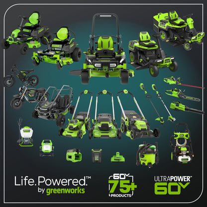 Greenworks 60V 60" Zero Turn, (2) 20.0Ah + (4) 10.0Ah Batteries + Wall Charger