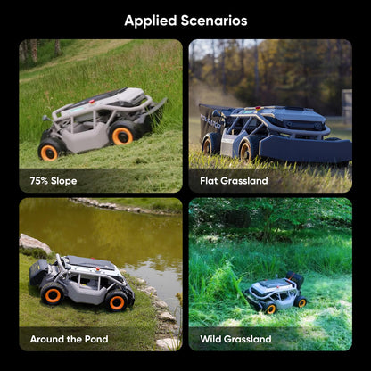 Mowrator Remote Control Lawn Mower S1 4WD 56V18Ah, Multi-Functions RC Lawn Mower with 1.5-4.3 Inch Cutting Height 21 Inch Real Blade for 75% Slope(37°) with Mowing 1.12 Acres