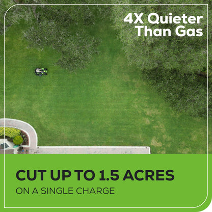 Greenworks 60V 42” Cordless Electric CrossoverT Riding Mower, (4) 8.0Ah Batteries and (2) Dual Port Turbo Chargers