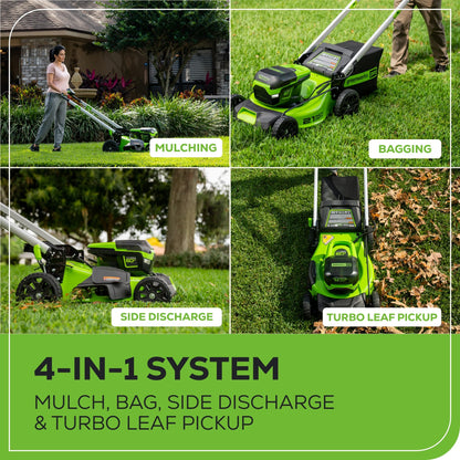 Greenworks 60V 21" Self-Propelled Cordless Lawn Mower, Brushless Motor, LED Lights, Includes 2X 4.0Ah Batteries & Rapid Dual-Port Charger(75+ Tool Compatibility, 45Min Runtime)